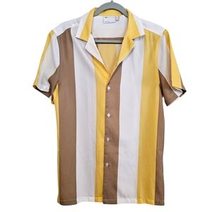 Asos Retro Striped Button Down Blouse Mens XS Womens S/M